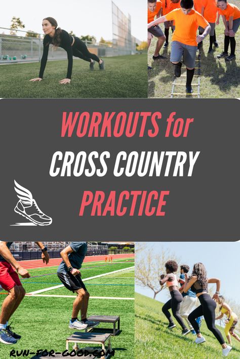 Get effective cross country practice workouts, including plyometrics and agility drills, to use for your team or individual training. #crosscountrytraining #crosscountryrunning Cross Country Training For Middle School, How To Improve Cross Country Time, Cross Country Stretches, Xc Training Plan, Elementary Cross Country Practice, Cross Country Practice Ideas, Running Games For Cross Country, High School Cross Country Training Plan, Cross Country Workouts For Middle School