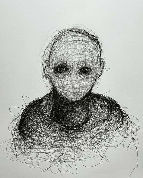 Scribble Drawings, Creepy Sketches, Scribble Drawing, Scary Drawings, Horror Drawing, Creepy Drawings, Arte Grunge, Scribble Art, Pen Art Drawings