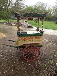 ICE CREAM VENDORS CART | eBay Vintage Popcorn Cart, Mobile Apothecary, Newsies Jr, Ice Cream Wagon, Vintage Carts, Vendor Cart, Elf The Musical, Popcorn Cart, Antique Wagon