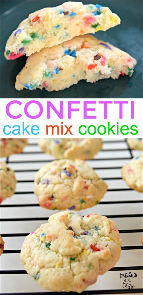 Confetti Cake Mix Cookies, Funfetti Cake Mix Cookies, Cake Box Cookies, Confetti Cookies, Cake Batter Cookies, Funfetti Cookies, Funfetti Cake Mix, Cookies Bars, Cake Mix Cookie Recipes