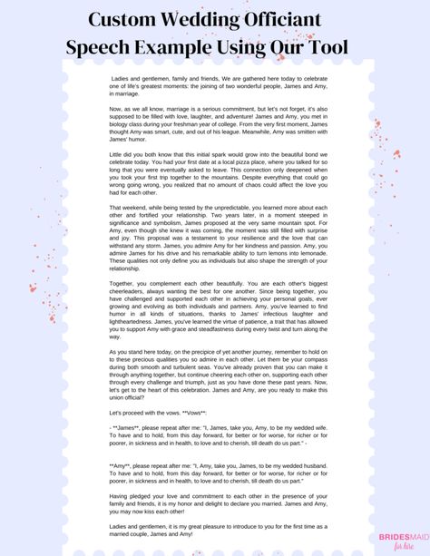 The Ultimate Guide to Writing a Wedding Officiant Speech - Bridesmaid For Hire Officiant Speech Template, Wedding Officiant Script Funny, Officiant Wedding Script, Speech Bridesmaid, Officiant Speech, Script Examples, Bride Speech Examples, Wedding Speech Examples, Wedding Ceremony Scripts