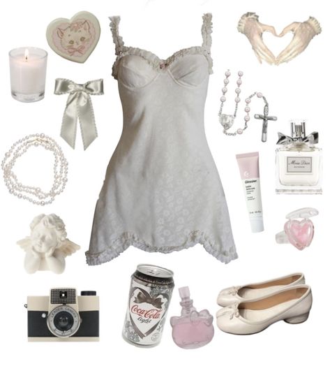 Soft Angel Aesthetic Outfits, Angelic Outfits Aesthetic, Angelic Aesthetic Outfit, Dreamy Aesthetic Fashion, Original Coquette, Morute Aesthetic Outfits, Angel Outfit Aesthetic, Angelic White Dress, Morute Clothes