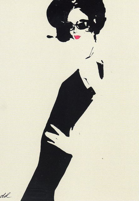 (☌ᴗ☌ )  ★Back to Black by David Downton Vintage Sketches, David Downton, Nadja Auermann, Rene Gruau, Affinity Designer, Fashion Art Illustration, Fashion Illustrator, Illustration Sketches, Diy Vintage