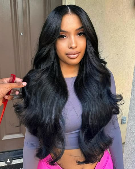 Middle Part Long Layers, Layered Middle Part Sew In Weave, Middle Part Sew In With Layers, Layered Sew In Weave Middle Part, Laid Hairstyles, Middle Part Sew In, Graduation Inspiration, Exotic Hairstyles, Concert Hairstyles