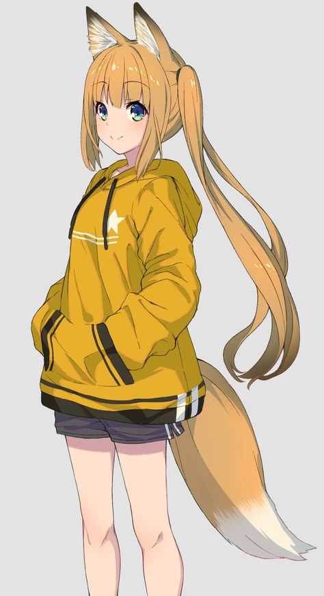 Cute Fox Drawing, Fox Hoodie, Blue Haired Girl, Fox Boy, Fox Drawing, Fox Girl, Drawing Wallpaper, Anime Hoodie, Cute Fox