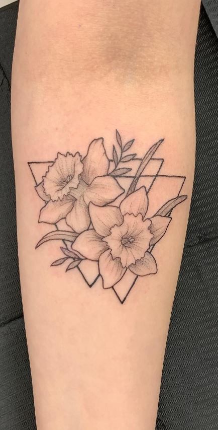 Daphodil Tattoo, Daffodil Tattoo Design, Twin Tattoos, Daffodil Tattoo, Tattoo Me, Birthday Tattoo, Minimalist Designs, Elegant Tattoos, Mandala Tattoo