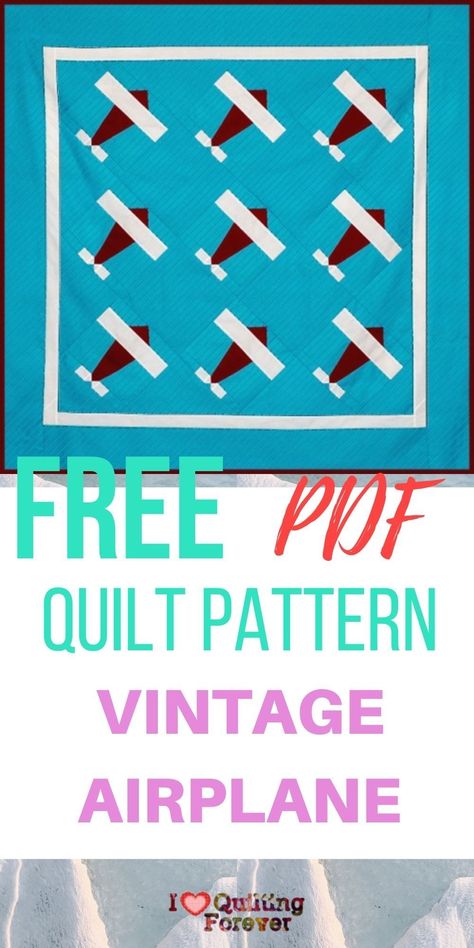 Vintage Airplane Quilt is listed on our Top 4 Free Airplane Quilt Patterns. Click the link to see the FREE PDF Quilt pattern. Air Force Quilt Pattern, Airplane Quilt Pattern Free, Airplane Quilt Pattern, Plane Quilt, Paper Airplane Template, Airplane Baby Blanket, Airplane Fabric, Airplane Quilt, Boys Quilt Patterns