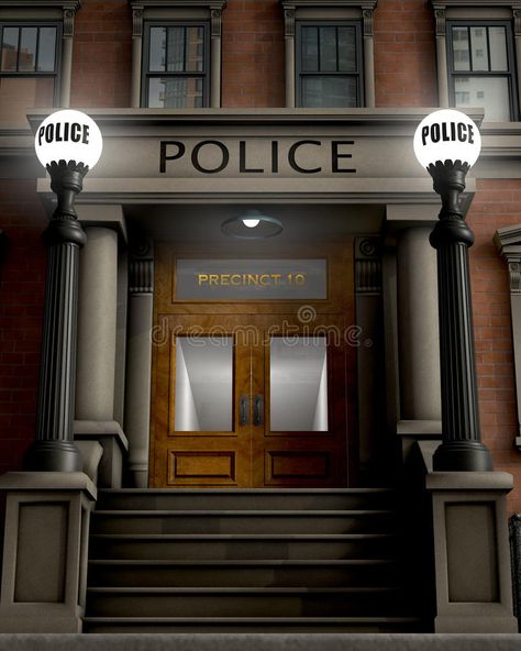 Police Station. Facade of a police station rendered in a retro/traditional style , #spon, #Facade, #police, #Police, #Station, #station #ad Police Department Office, Police Precinct, Episode Backgrounds, Office Background, Parenting Inspiration, Police Station, Styled Stock, Photography Backdrop, Police Department