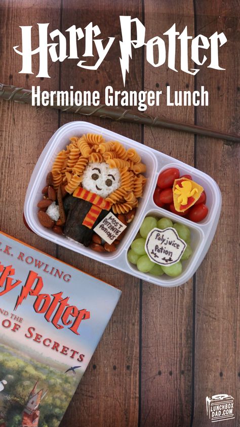 How to make a Harry Potter Hermione Granger school lunch! Harry Potter Lunch Box Notes, Harry Potter Lunch Ideas, Themed Lunches For Kids, Harry Potter Lunch, London Lunch, Fun Kid Lunch, Fun School Lunches, Kids Bento, Cold Noodles