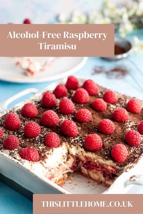 Indulge in this delicious Alcohol-Free Raspberry Tiramisu. This recipe replaces traditional coffee and raw eggs with a blend of vibrant raspberries and velvety smooth cream. Each layer has the perfect balance of sweetness and tanginess, with delicate ladyfingers soaked in a fruity raspberry coulis. Topped with a generous dusting of cocoa powder and garnished with fresh raspberries, this delightful twist on a classic Italian dessert promises an unforgettable experience. A delicious recipe that will satisfy dessert lovers of all ages and preferences. Coffee Tiramisu, Raspberry Tiramisu, Raw Eggs, Italian Cuisine Recipe, Raspberry Coulis, Coffee With Alcohol, Coffee Ingredients, No Coffee, Italian Dessert