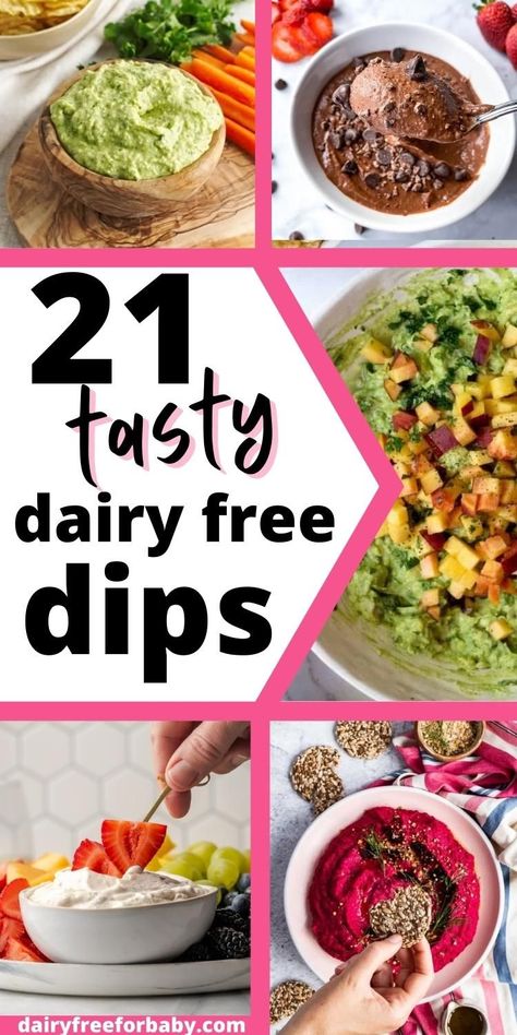 A collage of several dairy free dips including brownie hummus, peach guacamole, beet hummus, green goddess dip, and fruit dip. Dairy Free Veggie Dip, Dairy Free Buffalo Chicken Dip, Dairy Free Buffalo Chicken, Dairy Free Dip Recipes, Gluten Free Dairy Free Appetizers, Gluten Free Dairy Free Snacks, Appetizer Recipes Vegetarian, Veggie Dip Recipe, Dairy Snacks