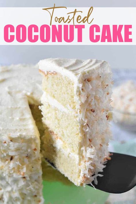 The Best Toasted Coconut Cake| This cake is quick, easy, and super tasty! It is guaranteed to be a hit for your family get-together or church potluck. This would be perfect for the upcoming Easter holiday! Fancy Thanksgiving Desserts, Cheap Thanksgiving Desserts, Toasted Coconut Cake, Best Coconut Cake, Best Coconut Cake Recipe, Coconut Cake Recipe, Thanksgiving Desserts Easy, Whipped Frosting, Dessert Simple