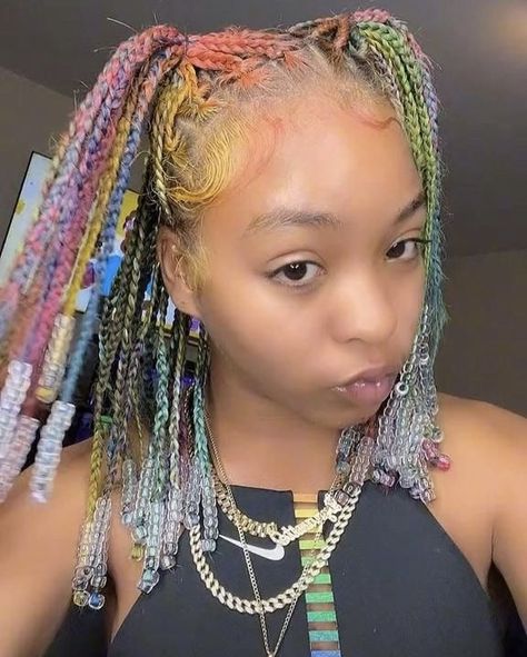 Cute Box Braids, Cute Braided Hairstyles, Dyed Hair Inspiration, Braids Hairstyles Pictures, Cute Box Braids Hairstyles, Pretty Braided Hairstyles, Braids With Beads, Pretty Hair Color, Hair Ponytail Styles