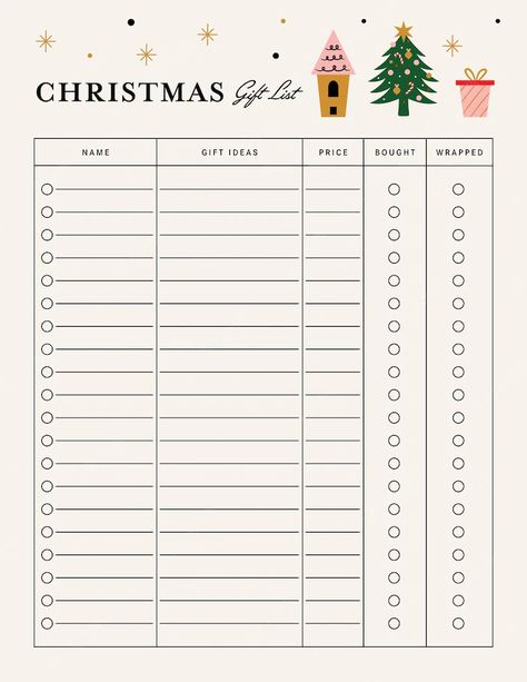 Christmas Shopping List Printable, Christmas Gift Checklist, Christmas List Printable, Christmas List Template, Christmas Planner Printables, Gift List Printable, Christmas Gift Planner, Planner Template Printable, Gift Checklist