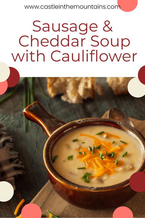 Easy Sausage & Cheddar Low Carb Soup can be made in less than 30 minutes and will keep you warm and toasty on those nights. This low carb take on the classic cheese based soup is packed with fiber to keep your gut happy and filled with flavor to satisfy your cravings. Most traditional cheese based soups are thickened with flour. But using cauliflower and an immersion blender will give you the same results without all of the carbs in this Sausage & Cheddar Low Carb Soup. Soup With Cauliflower, Low Carb Sausage, Cheddar Soup Recipe, Sausage Stew, Low Carb Maven, Sausage Soup, Low Carb Soup, Awesome Recipes, Cheddar Soup