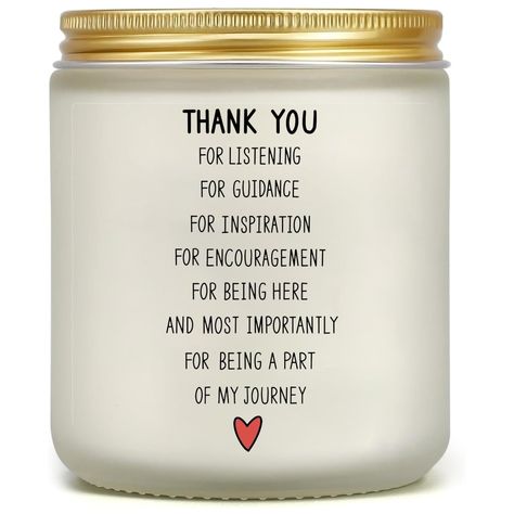 PRICES MAY VARY. Thank You Gifts Ideas: Our appreciation candle gifts designed with the warm words, "THANK YOU FOR YOUR LISTENING FOR GUIDANCE FOR INSPIRATION FOR ENCOURAGEMENT FOR BEING HERE AND MOST IMPORTANTLY FOR BEING A PART OF MY JOURNEY", making it an excellent present for women, men, mom, dad, brother, wife, husband, teacher, coach, boss, employees, staff, coworkers, nurse, doctors, boyfriend, girlfriend, bridesmaids, bestie, partner or anyone that you want to express your appreciation i Receptionist Gift Ideas, Thank You Gifts For Neighbors, Colleague Gift Ideas, Thank You Gifts For Friends, Thank You Gifts For Coworkers, Boss Appreciation Gifts, Best Boss Gifts, Volunteer Appreciation Gifts, Gifts For Young Women