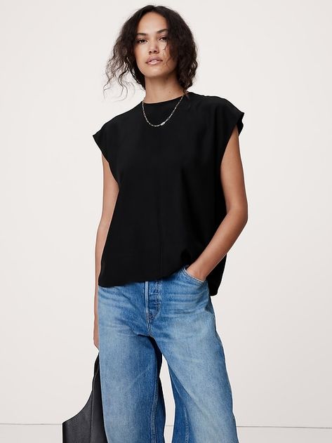 Essential Silk Top | Banana Republic Silk Camisole, Girl With Sunglasses, Silk Charmeuse, Tailored Shirts, Workwear Dress, The Gap, Silk Top, Hip Length, Swimwear Tops