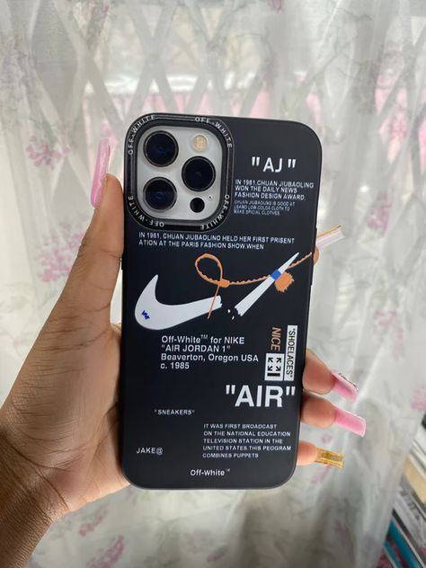 Nike Offwhite Phone Case, Best Cases For Black Iphone, Phone Back Case Design, Iphone Case Covers Aesthetic, Back Covers For Phone, Off White Phone Case, Iphone 13 Phone Cases, Nike Case, Iphone 11 Pro Black