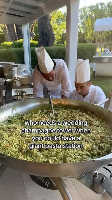 Pasta At Wedding Reception, Wedding Pasta Station, Pasta At Wedding, Italian Station Wedding, In And Out Wedding, Live Pasta Station Wedding, Cool Girl Wedding Aesthetic, Pasta Catering Wedding, Wedding Food Pasta