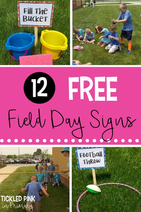 12 FREE field day signs along with ideas for activities to do to entertain your students for the end of the year. Feild Day, Field Day Games For Kids, Sports Day Activities, Field Day Activities, Field Day Games, Outside Games, Drip Drop, Drip Drip, Play Day