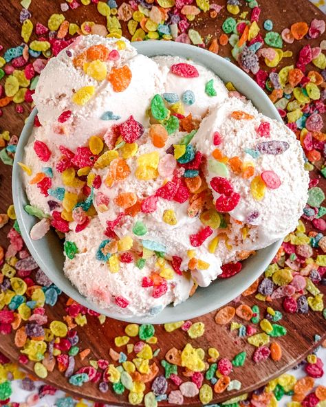 Take #IceCreamWeek up a notch and make a bowl of Fruity Cereal Ice Cream with one of your favorite childhood cereals! Fruity Pebbles Ice Cream, Cocoa Krispies, Fruity Pebbles Cereal, Pebbles Cereal, July Desserts, Cereal Milk, Milk Ice Cream, Ice Cream At Home, Cinnamon Toast Crunch