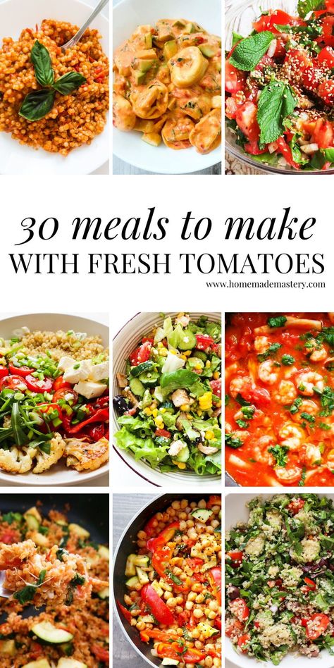 Dinner Idea With Tomatoes, Tomato Based Dinner Recipes, Recipes With Whole Tomatoes, Tomatoes For Dinner, Healthy Dinner Recipes With Tomatoes, Recipes For Lots Of Tomatoes, Lunch With Tomatoes, Ways To Use Up Tomatoes, Supper Ideas With Tomatoes