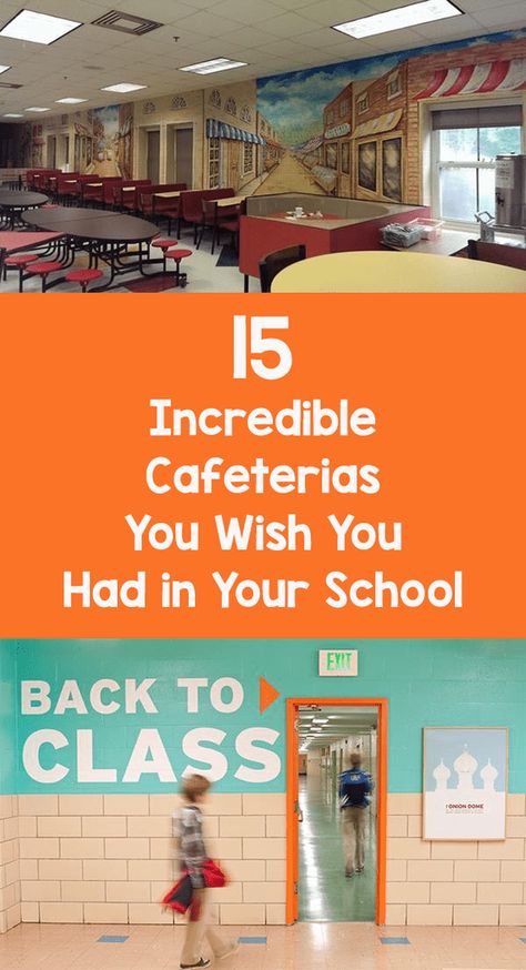 15 Incredible Cafeterias You Wish You Had In Your School School Office Design, School Cafeteria Decorations, Elementary School Lunch, Cafeteria Bulletin Boards, Cafeteria Decor, School Lunchroom, School Wide Themes, Education Design Interior, Cafeteria Design