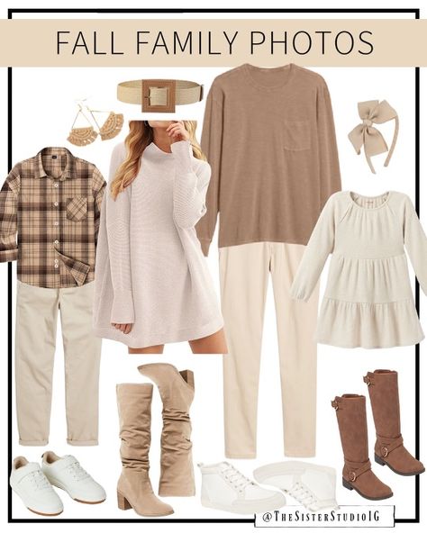 Neutral Family Christmas Outfits, Neutral Christmas Photos Family Outfits, January Family Photo Outfits, Winter Photoshoot Outfits Family, Beige Family Photo Outfits, Sweater Family Photos, Neutral Family Picture Outfits Fall, Neutral Christmas Photos Family, Family Photos Outfits Fall