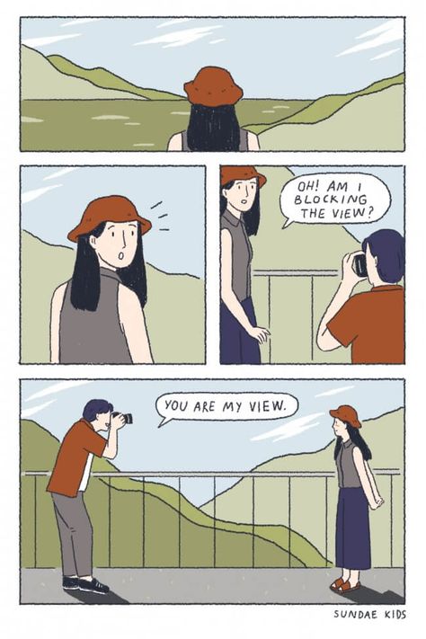 10 Romantic Illustrations For Those Who Are Desperately In Love Sundae Kids, Romantic Comics, Relationship Comics, Cute Couple Comics, Quotes Cute, Couples Comics, Comics Love, Falling In Love Again, Cartoons Love