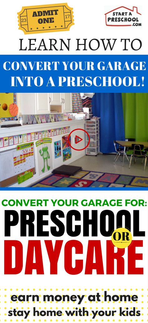 How To Convert Your Garage Into A Preschool or Daycare | StartAPreschool.com Unstructured Play, Starting A Daycare, Daycare Center, Home Daycare, Preschool At Home, Day Care, Earn Money From Home, Play Room, Working With Children