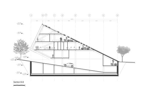 Ramp Building Architecture, Sustainable Office Building, Wave Architecture, Cinema Museum, Green Building Architecture, Sectional Perspective, Sustainable Office, Sage Green Paint Color, Sage Green Paint