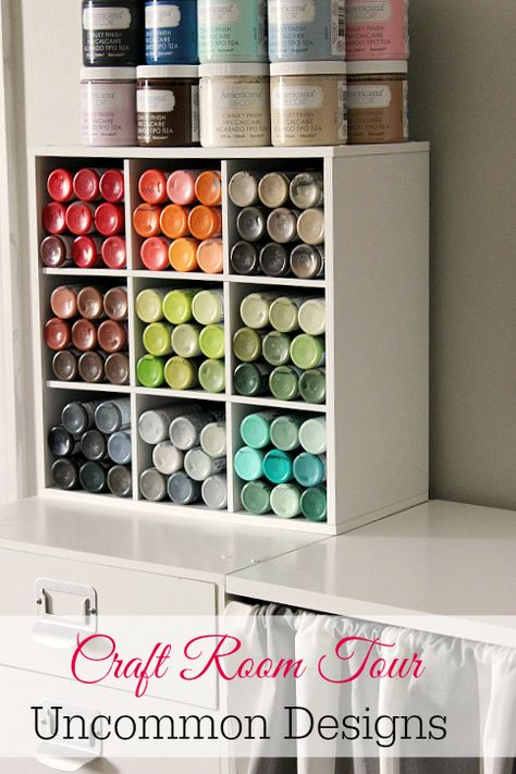 Craft Paint Storage, Dream Craft Room, Craft Room Design, Paint Storage, Ideas Para Organizar, Organizing Hacks, Scrapbook Room, Office Crafts, Craft Room Storage