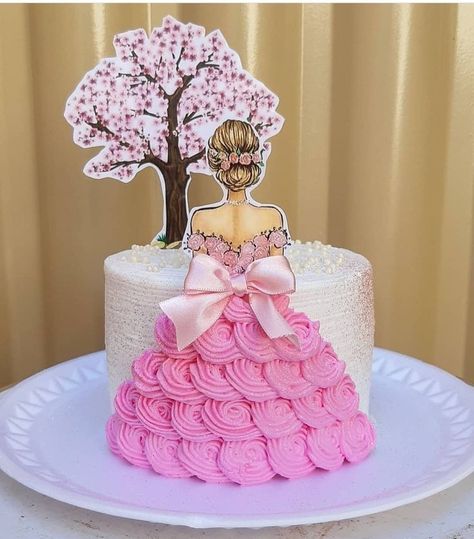 Simple Cake Designs For Girl, Barbie Cake Designs, Stylish Cake, Barbie Doll Birthday Cake, Flori Fondant, Pink Cake Toppers, Cake Designs For Girl, Diy Cake Topper Birthday, Birthday Cake Decorating Ideas