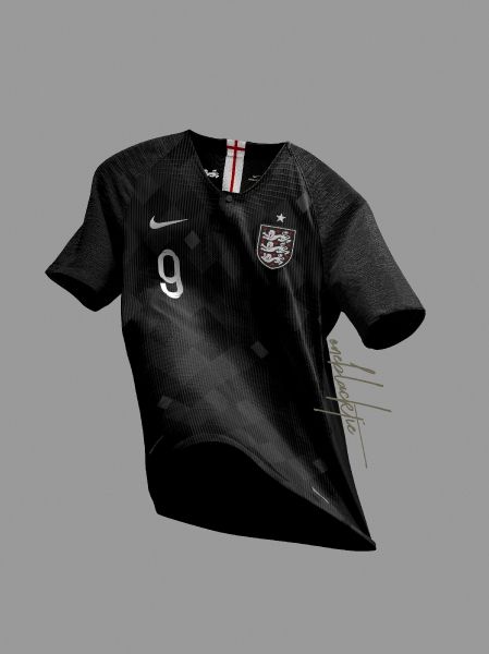 Nike England Blackout Jersey Concept Nike Jersey Design, Rugby Jersey Design, Football Jersey Design, Football Training Kit, England Kit, Camisa Manchester United, Team Shirt Designs, Design Squad, Football Shirt Designs