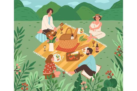 가족 일러스트, Lunch Meals, Friends Illustration, Summer Illustration, 인물 드로잉, Happy Friends, Family Illustration, Digital Art Illustration, Cute Happy