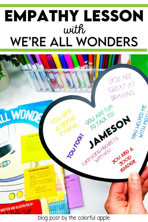 Use these We're All Wonders activities to teach empathy in the elementary classroom. This read aloud lesson teaches an important SEL skill to your students. Everything you need to just read and teach! Social Emotional Read Alouds, Empathy Lessons Elementary, Empathy Activities For Kids, Empathy Lessons, Wonder Activities, Empathy Activities, Teaching Culture, Teaching Empathy, Elementary School Library