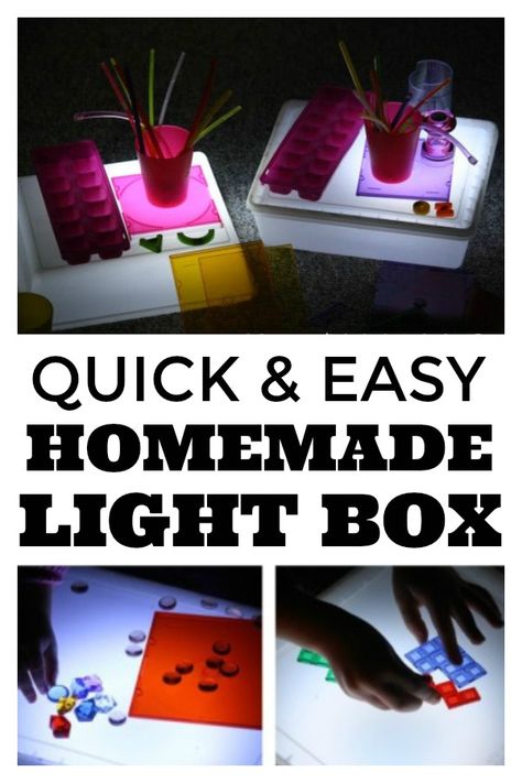 Homemade Light Box for Under $10 - Happy Hooligans Diy Light Table For Tracing, Diy Light Box For Kids, Light Crafts Preschool, How To Make A Light Box Diy, Light Activities For Kids, Light Table For Kids, Light Box Ideas, Light Box Activities, Visual Activities