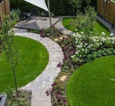 Circular Garden Design, Small Garden Plans, Small Garden Landscape, Small Yards, Minimalist Garden, Back Garden Design, Garden Design Layout, Modern Garden Design, Garden Design Plans