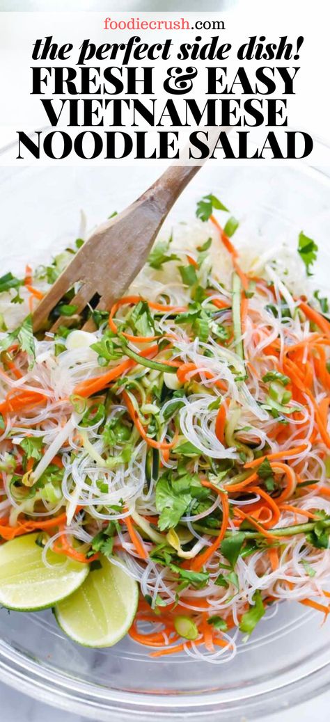 Rice Vinegar Dressing, Vietnamese Noodle Salad, Vermicelli Recipes, Asian Noodle Salad, Vietnamese Rice, Rice Noodle Salad, Vietnamese Noodles, Noodle Salad Recipes, Side Dishes For Chicken