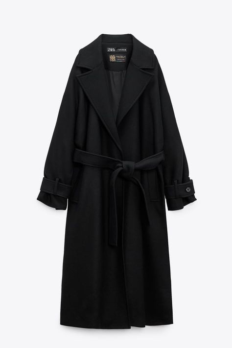 Zara Wool Coat, Lapel Collar Coat, Rok Mini, Tas Bahu, Long Black Coat, Zara Coat, Black Wool Coat, Perfect Coat, Long Coat Women