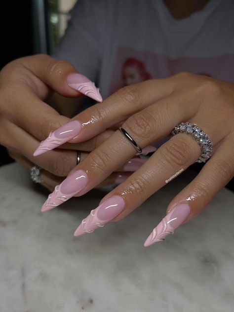 Blue Stiletto Nails, Stilleto Nails Designs, Stiletto Nails Designs, Unique Acrylic Nails, Nail Swag, White Nail, Nagel Inspo, Pink Acrylic Nails, Fire Nails