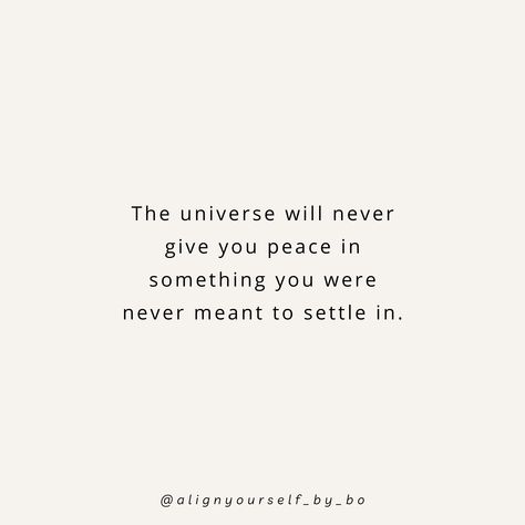 Universe’s reminder: settle only for the peace that aligns with your soul. 💫 . . . Follow @alignyourself_by_bo for more 🦋 . . . #consciousness #universe #universequotes #spirituality #alignyourself #havefaith #quotes #trusttheprocess #trusttheuniverse #spiritualjourney The Universe Will Never Give You Peace, Universe Alignment Quotes, It’s Already Yours Universe Quotes, The Universe Is On My Side, Need Space Quotes, Align Quotes, Trust The Universe Quotes, Quotes About The Universe, Spiritual Quotes Universe