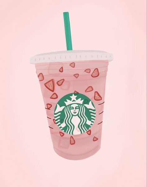 Shake Illustration, Starbucks Cup Drawing, Starbucks Drawing, Starbucks Illustration, Drawing Cup, Pink Drink Starbucks, Starbucks Wallpaper, Smoothie Recipies, Starbucks Art