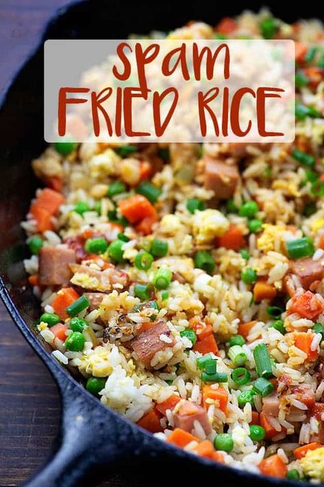 Spam Recipes Dinners, Spam Fried Rice, Lunch Quick, Spam Recipes, Cheap Lunch, Recipes Indian, Quick Lunch, Hawaiian Food, Easy Cheap