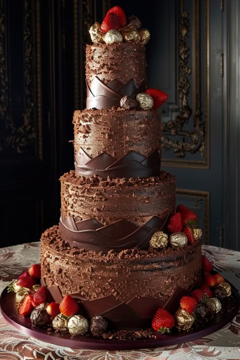 Rustic Chocolate & Berry Tiered Cake: Birthday Cake Aesthetic Birthday Cake Aesthetic, Grooms Table, Drop Cake, Chocolate Crumbs, Tiered Cakes Birthday, Chocolate Birthday Cake, Paige Halliwell, Cake Birthday Cake, Cake Aesthetic