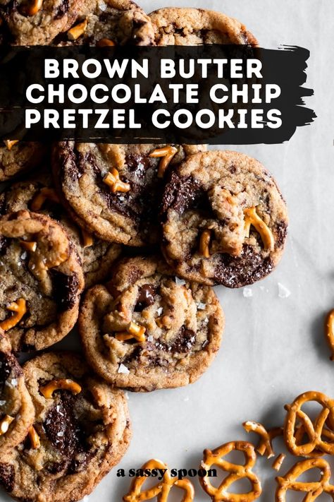 Chocolate Chip And Pretzel Cookies, Cookie Recipe With Pretzels, Peanut Butter Pretzel Chocolate Chip Cookies, Salted Pretzel Cookies, Chocolate Covered Pretzel Cookies, Recipes Using Dark Chocolate Chips, Cookie With Pretzels, Recipes With Dark Chocolate Chips, Cookies With Dark Chocolate Chips