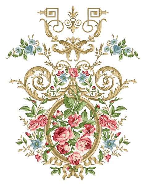 baroque flower on Behance Digital Print Textiles, Motif Baroque, Modern Baroque, Rococo Art, Baroque Decor, Baroque Painting, Baroque Frames, Geometric Ornament, Baroque Ornament