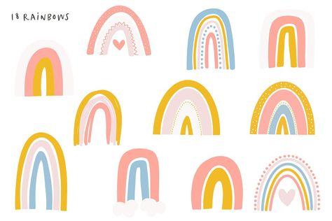 Rainbow Illustrations  Clip Art #ad , #children#decor#projects#neutral Decor Branding, Cute Clip Art, Boho Rainbow Classroom, Boho Rainbows, Rainbow Images, Print Handwriting, Art Stars, Neutral Rainbow, Rainbow Card