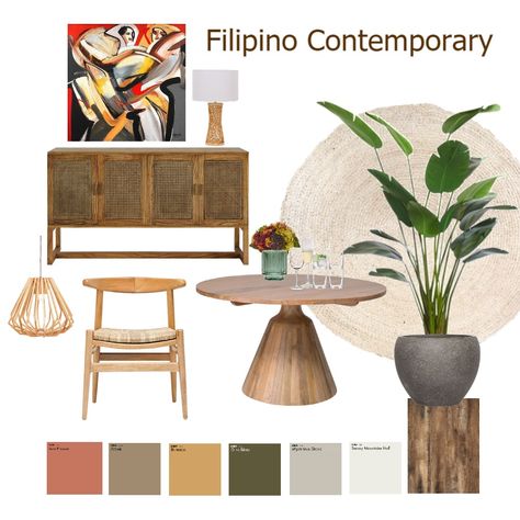 Moodboard Filipino Contemporary Architecture, Filipino Home Design, Filipino Decor Interior Design, Mediterranean Condo Interior Design, Filipino Contemporary Interior Design, Modern Filipino House Interiors, Filipino Architecture Interior, Filipino Inspired Interior Design, Filipino Home Interiors