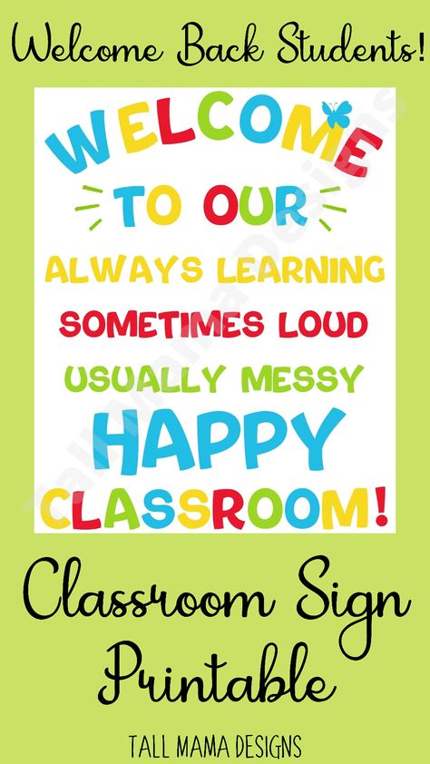 Perfect addition to any classroom this school year! #backtoschool #classroom #classroomdecorideas #meettheteacherideas #welcomebacktoschool #firstdayofschool #printablesforkids Welcome To Our Class Door Display, Classroom Welcome Board, Welcome To Our Classroom Sign, Welcome To Our School, Kindergarten Classroom Door, Open House Welcome Sign, Welcome To Classroom, Classroom Signs Printable, Classroom Welcome Sign